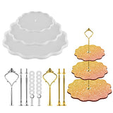 3 Tier Cake Stand Resin Tray Molds, Silicone Cake Stand Molds for Resin, Epoxy Resin Tiered Tray Mold, DIY Epoxy Resin Casting Mold with 6Pcs Crown MSDADA