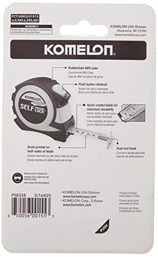 Komelon PSE55E 5M/16' Metric Self-Lock Tape Measure, Yellow/Black - WoodArtSupply