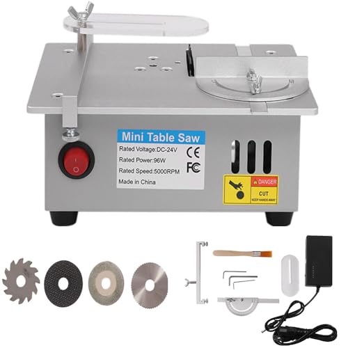 Bachin Mini Hobby Table Saw Handmade Woodworking Bench Saw 1/2" Adjustable Cut Depth, Seven Speed Adjustable Power Supply, Small Hobby Table Saw for BACHIN