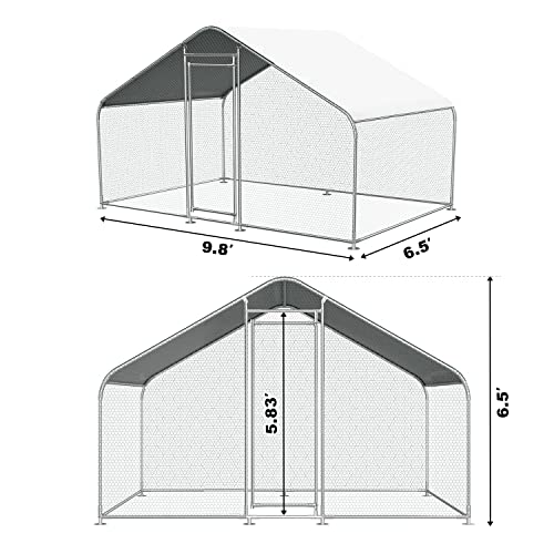 Chicken Coop Large Metal Chicken House/Pen for 6/10 Chickens Poultry Cage with Waterproof Cover for Rabbits Duck Walk-in Chicken Run for Yard Outdoor CHIKENCOOP
