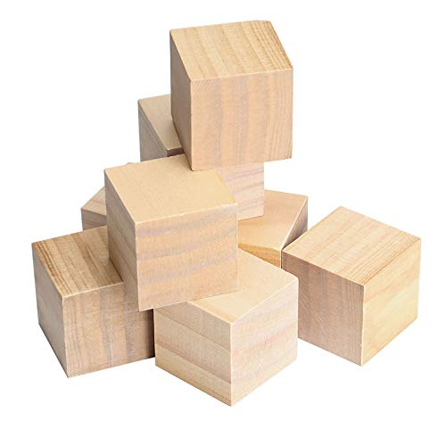 HOZEON 60 PCS 2 Inches Wooden Cubes, Natural Unfinished Wood Blocks, Strong and Durable Wood Square Blocks for Painting, Puzzle Making, Decorating, HOZEON