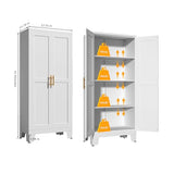 RISTERN White Metal Storage Cabinet, 61" Steel File Cabinet for Home Office, Kitchen Pantry Storage Cabinet with Doors and 3 Adjustable Shelves, Tool RISTERN