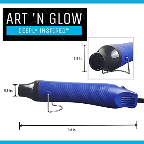 Art 'N Glow Heat Gun - Handheld Electric Heatgun for Epoxy Resin & DIY Craft, Multifunctional Hot Air Gun for Resin Art Projects (Blue) Art 'N Glow