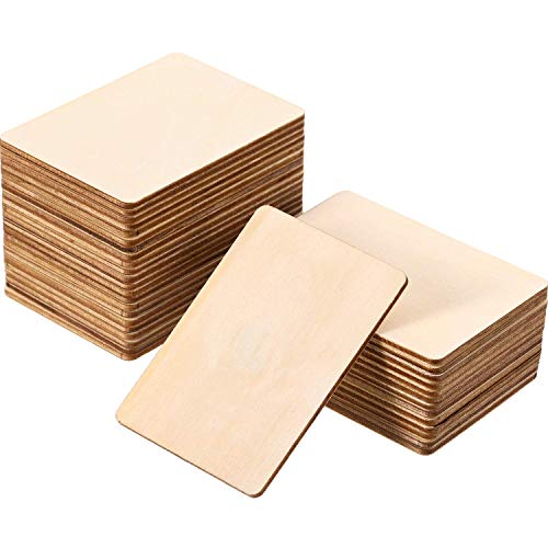 Boao Blank Wood Squares Wood Pieces Unfinished Round Corner Square Wooden Cutouts for DIY Arts Craft Project, Decoration, Laser Engraving Carving - WoodArtSupply