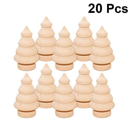 Abaodam 20 Pcs Mini Christmas Tree Wooden Unfinished Doll DIY Crafts Handmade Wood Peg Doll Home Decoration Ornament Abaodam