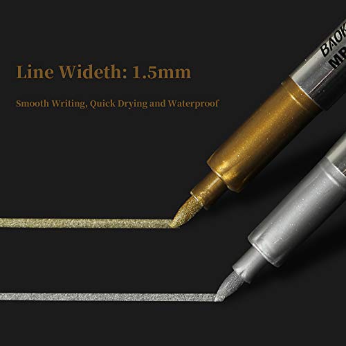 MYARTOOL Metallic Marker Pens, Gold Metallic Permanent Markers for Artist Illustration, Crafts, Gift Card Making, Scrapbooking, Fabric, DIY Photo MYARTOOL