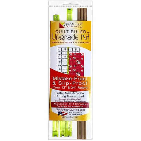 Guidelines4quilting - Quilt Ruler Upgrade Kit - Mistake Proof & Slip Proof Your 12" & 24” Quilt Rulers (or 12½" & 24½") - Cut Faster and More Guidelines4quilting
