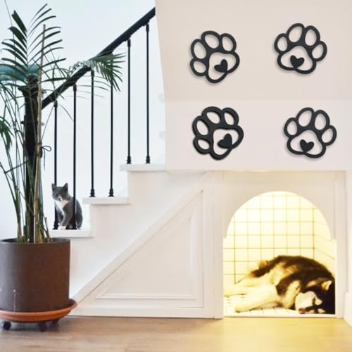 30pcs Heart Paw Shaped Wooden Cutouts Dog Cat Claws Cutouts Unfinished Wood Pet Paw Wood DIY Craft Embellishments Gift Ornaments Decoration, 3.9 x JEKEJIAJIU