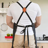 Aoomzoon Canvas Aprons for Men Chef Apron, Work Apron with Large Pockets - Durable 16oz Heavy Duty Cross Back, BBQ, Cooking (Black②, 1 Pack) Aoomzoon