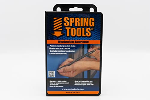 SpringTools CA198 3 Piece Woodworking Set with Nail Starter, Nail Set, Wood Chisel, Center Punch Spring Tools