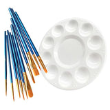 Paint Brushes Palette Set, 10pcs Nylon Hair Brushes and 1pcs Plastic Paint Palette, Combination Suitable for Oil, Acrylic and Watercolor LNAUJS