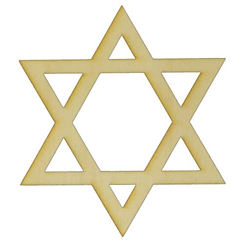 Unfinished Hollow Star of David Wood Cut Out Available in a Variety of Sizes and Thicknesses (1/8” Thickness, Small 4" x 4.5" (Package of 10)) LKN ART