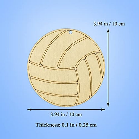 20pcs Volleyball Shape Cutout Unfinished Wood Crafts DIY Hanging Gift Tags Ornaments with Ropes for Home School Volleyball Sport Party Decoration, JANOU