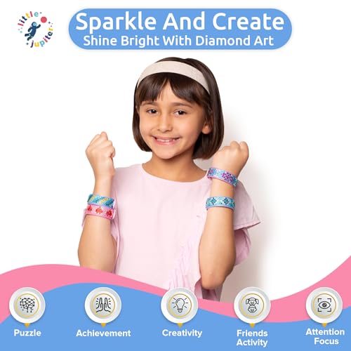 Diamond Art Bracelet Kit - Includes 6pcs - Bracelet Making Kit for Girls - Diamond Art Kits for Kids - Kids Diamond Art - Gem Art for Kids - Diamond - WoodArtSupply