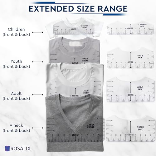 ROSALIX Tshirt Ruler Guide for Vinyl Alignment 10 Pieces, Pins Set and User Manual Included, Ideal T Shirt Ruler Guide, T Shirt Ruler with Tshirt - WoodArtSupply