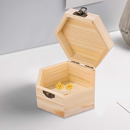 DIY Wooden Jewelry Box Handmade Craft Box Simple Jewelry Storage Container for Jewelry Storing 1Pc (Six Side Box Style)