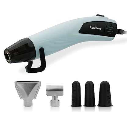 Resiners Heat Gun for Crafts, Mini Dual Temp Hot Air Gun Tool for Epoxy Resin, 3 Nozzles, 350W 662℉ (350℃) Fast Heat, Bubble Remove,DIY Glitter Tumblers,Vinyl Shrinking Wrap,Embossing,Candle Making