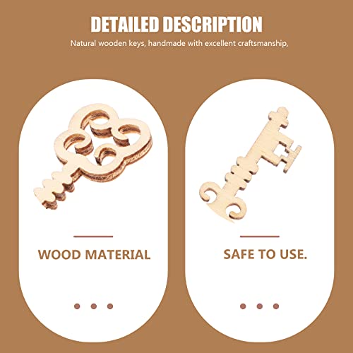 Amosfun 20PCS Wooden Key Shapes Natural Wood Mini DIY Art Craft Embellishment Keys Cards Bookmark Scrapbooks Amosfun
