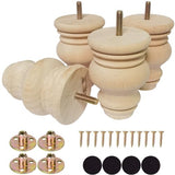 Btibpse 4 Inch Wooden Furniture Legs, Solid Wood Unpainted Replacement Furniture Legs, Ottoman/Loveseat Replacement Legs, Cabinet Btibpse