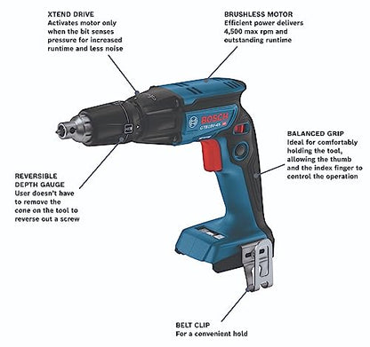 BOSCH GTB18V-45N 18V Brushless 1/4 In. Hex Screwgun (Bare Tool) - WoodArtSupply