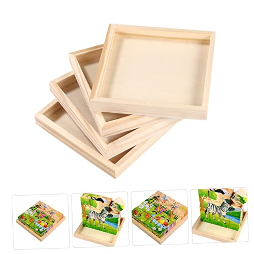 Unomor 8 Pcs Toys Puzzle Wooden Trays Unfinished Wood Serving Unfinished Wood Tray Unfinished Wooden Tray Toy Holder Wood Serving Tray Sundries Unomor