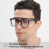 MORELKE Safety Glasses Fit Over Eyeglasses, Anti-Fog & Scratch Resistant Lenses,ANSI Z87 Certified,Eye Protection for Lab,Woodworking (red/black) MORELKE