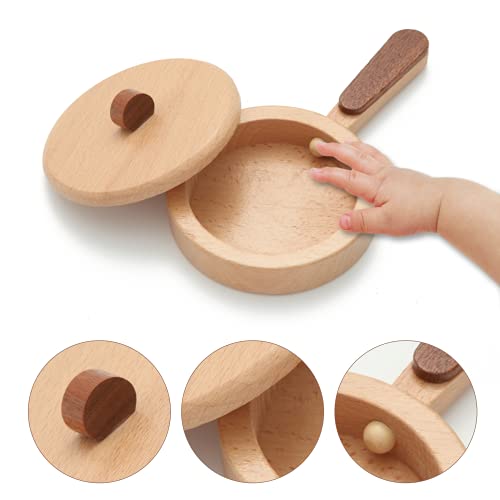 WHOHOLL Wooden Toys Play Kitchen Accessories, Montessori Toys for 1 2 3 4 5 + Years Old Toddlers, Toy Kitchen Play Dishes & Play Food Playset,