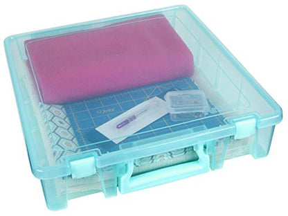 ArtBin 6955AA Super Satchel 1-Compartment Box, Art & Craft Organizer, 1-Pack, Translucent Aqua - WoodArtSupply