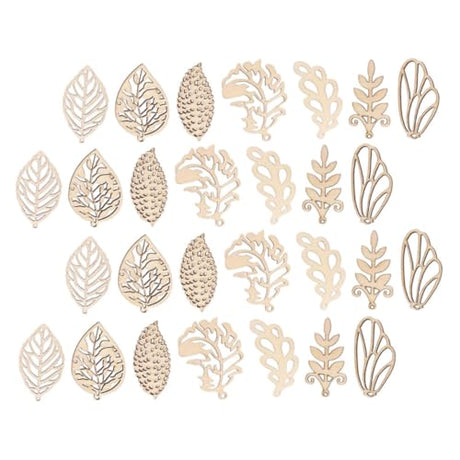 EXCEART 50pcs Christmas Stickers Leaves Wooden Cutouts Plain Wooden Leaf Slices Thanksgiving Fay DIY Crafts Unfinished Christmas Ornaments DIY Wood EXCEART