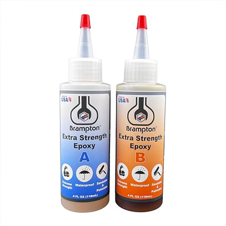 Brampton Extra Strength Epoxy - 20 Minute Work Life - Extra Strength Epoxy Glue Kit for Metal, Wood, Ceramic, Glass, Stone, Tile, and Most Plastics - BRAMPTON TECHNOLOGY, LTD.