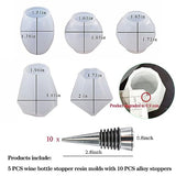 JOFAVIU 15 Pcs Resin Wine Bottle Stoppers Molds Set, Wine Stopper Silicone Molds for Epoxy Resin, Stopper Epoxy Resin Silicone Molds Set Kits (5 Jiofaviu