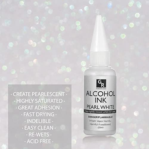 White &Pearl Alcohol Ink Set- 4 Colors for Resin Art | 2x20ml Pearl White | 2x20ml Sinking White Alcohol Based Ink GR DZPLUS