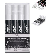 Mr. Pen- White Chalk Markers, 4 Pack, Dual Tip, 8 labels, White Liquid Chalk Marker, For Non-porous Surfaces, Chalk Markers, White Dry Erase Markers, Mr. Pen