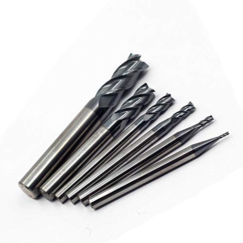 OSCARBIDE Carbide End Mill Set for Steel 4 Flutes CNC Spiral Router Bits 6 Pieces,Square CNC Spiral Router Bits Carbide Dia（1 2 3 4 6 8mm) Tian OSCARBIDE