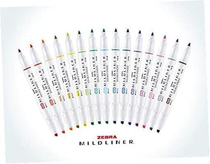 Zebra Pen Mildliner Double Ended Highlighter Set, Broad and Fine Point Tips, Assorted Ink Colors, 15-Pack - WoodArtSupply