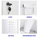 MIOCASA Metal Cabinet Home Office Storage Cabinets with Doors and Shelves Lockable 3 Door File Cabinet Organizer Coat Lockers for Kids (White) MIOCASA