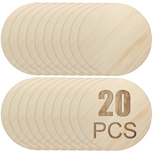 CYEAH 20 PCS Round Wood Circles for Crafts, 10 Inch Unfinished Wooden Circles Wood Rounds Wood Plaque for Making Craft, Home Decor, Wood Burning CYEAH