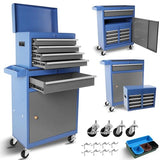 Fulvari Large Rolling Tool Chest,5-Drawer Tool Boxes On Wheels with Organizer Bins,Mobile Steel Detachable Tool Cabinet with Hooks,Adjustable Shelf & Fulvari