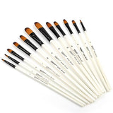 Dainayw 12 PCS Filbert Paint Brushes Set, Artist Brush for Acrylic Oil Watercolor Gouache Artist Professional Painting Kits with Synthetic Nylon Tips dainayw
