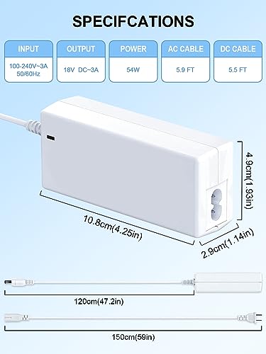 18V 54W Power Adapter Charger Replacement for Cricut Explore Air 2,Cricut Maker（White） - WoodArtSupply