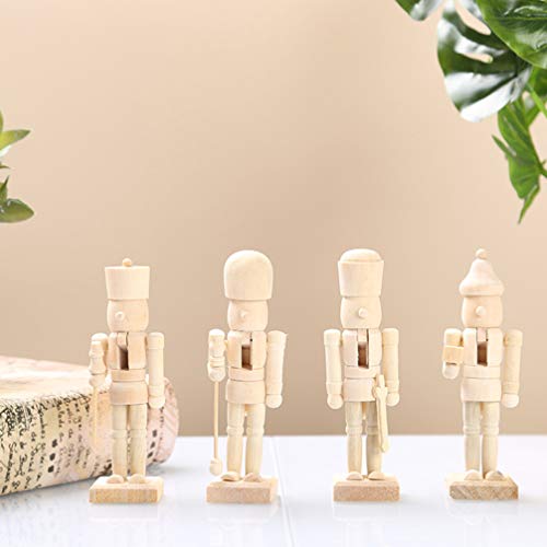 SEWACC 6 Pcs Christmas Nutcracker Wooden Nutcracker Ornaments Unfinished Wood Christmas Decoration Unfinished Nutcracker Figurines Puppet for Home