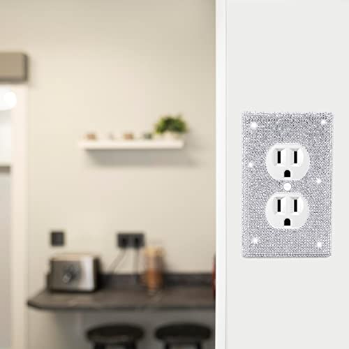 Outlet Covers.2 Pack Shiny Rhinestones Wall Plate Rhinestones Light Switch Cover Decorative Bling Switch Cover Crystal Outlet Covers Decorative Wall - WoodArtSupply