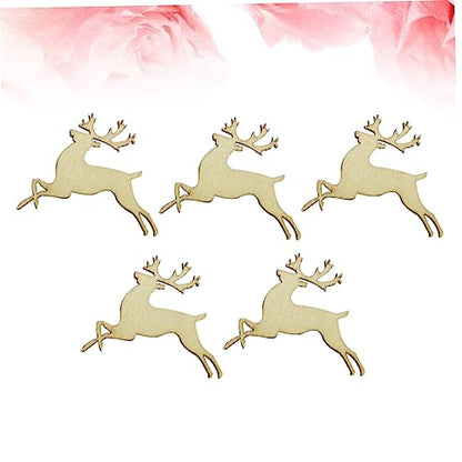 ABOOFAN 30 Pcs Unfinished Wood Ornaments Unfinished Wood Cutouts Wood Chips for Crafts Deer Wooden Pendant