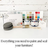 Country Chic Paint Furniture Painting Kit for Beginners Eco-Friendly DIY Chalk Style Furniture Paint, Paint Brush, & Durable Clear Top Coat Bundle - Country Chic Paint