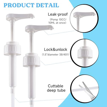 LET’S Resin Gallon Pump Dispenser, 10CC 2Pcs Heavy-Duty Leak Proof Resin Pump Dispenser,BPA Free 38/401Resin Accessories for Dispensing Resin, - WoodArtSupply