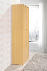 Hodedah 4 Door Kitchen Pantry with Four Shelves, Beech Hodedah