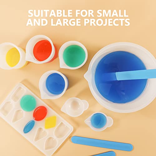 KISREL Silicone Measuring Cups for Resin, Resin Supplies with 600&100Ml Silicone Cups, Resin Mixing Cups, Silicone Stir Sticks, Epoxy Mixing Cup