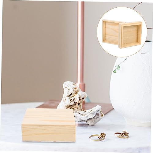 TEHAUX Wooden Box Unfinished Jewelry Holder Jewelry Case Countertop Canister Earring Showcase Unfinished Jewelry Organizer Retro Decor Decorative TEHAUX