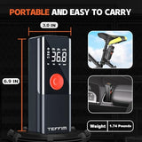 Teffim Portable Tire Inflator - Car Air Compressor with Digital Pressure Gauge - 150 PSI - Motorcycle, Electric Bike, and Bicycle Pump with LED Light Teffim