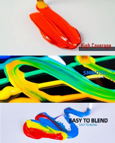 Fantastory Acrylic Paint Set, 24 Classic Colors(2oz/60ml), Professional Craft Paint, Art Supplies Kit for Adults & Kids, Halloween Pumpkin Fantastory